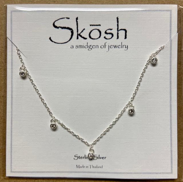 Tiny 5 CZ Dangle Necklace