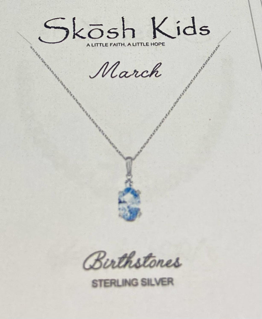 Kids 14" Birthstone Pendant Necklace Silver