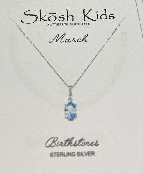 Kids 14" Birthstone Pendant Necklace Silver