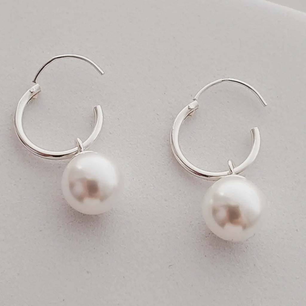 Sterling Silver Endless Hoop w/ Crystal Pearls