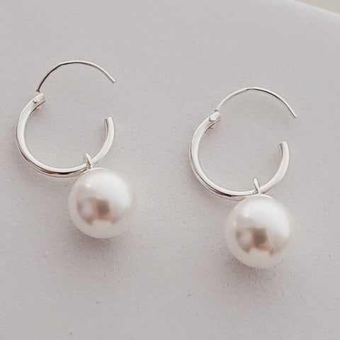 Sterling Silver Endless Hoop w/ Crystal Pearls