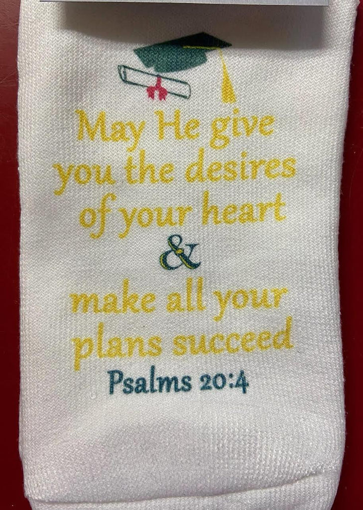 Scripture Socks May He Give You The Desires of Your Heart