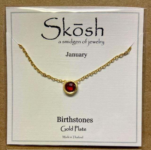 Round Birthstone Necklace in Gold over SS