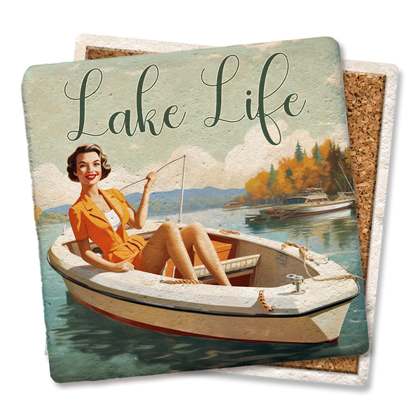 Lake Vacation Life Ceramic Coaster
