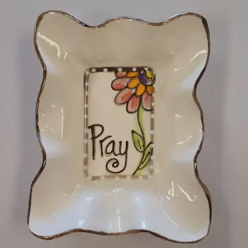 Pray Friendship Bowl Flower Drip Pottery
