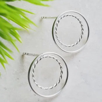 Double Circle Stud Earrings