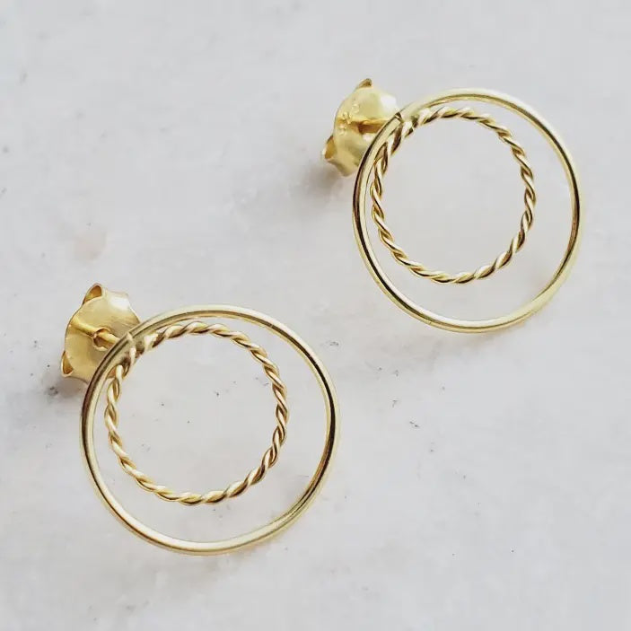 Double Circle Stud Earrings