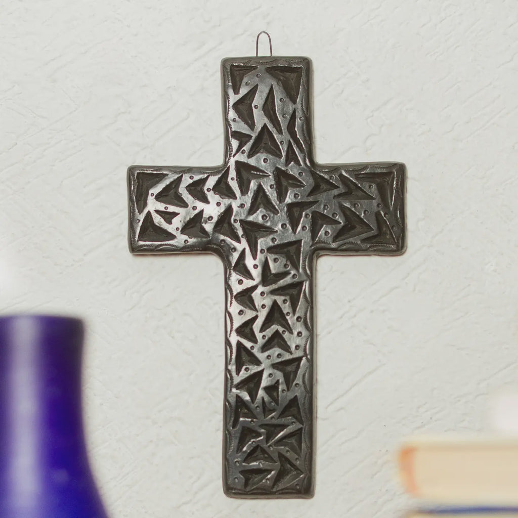Handmade Ceramic and Black Clay Wall Cross