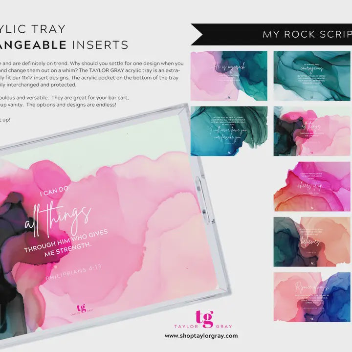 My Rock Scripture Set of 6 Double Sided Inserts For Acrylic Tray