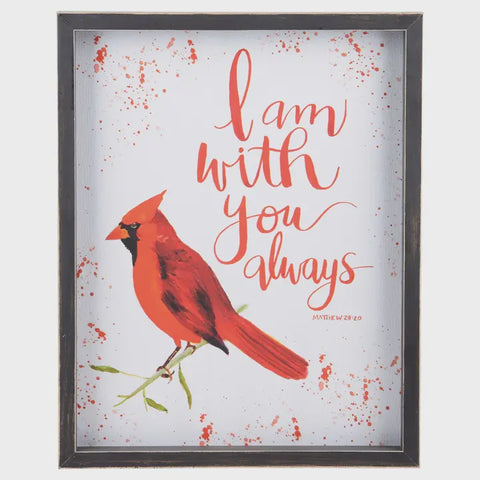 I Am with You Red Bird Framed Watercolor