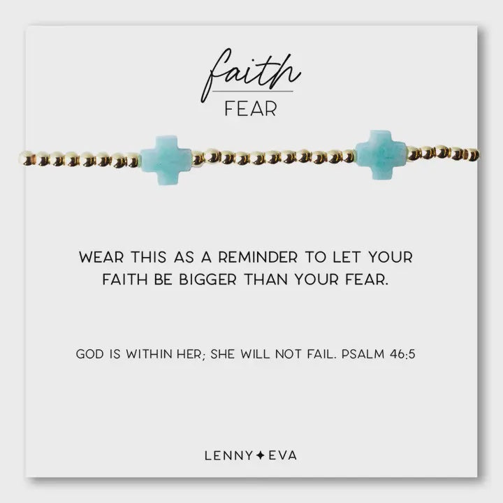 Faith Over Fear Gemstone Cross Bracelet