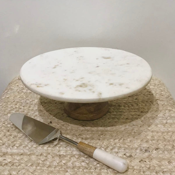 Marble & Wood Cake Stand