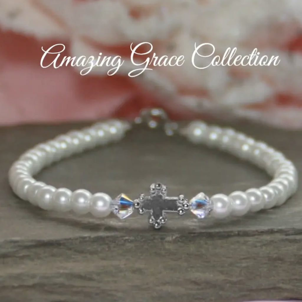 Girl Classic Rhodium Cross Bracelet 6.5" GG-49