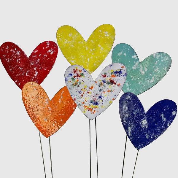 Medium Copper Hand painted Enamel Hearts Ast