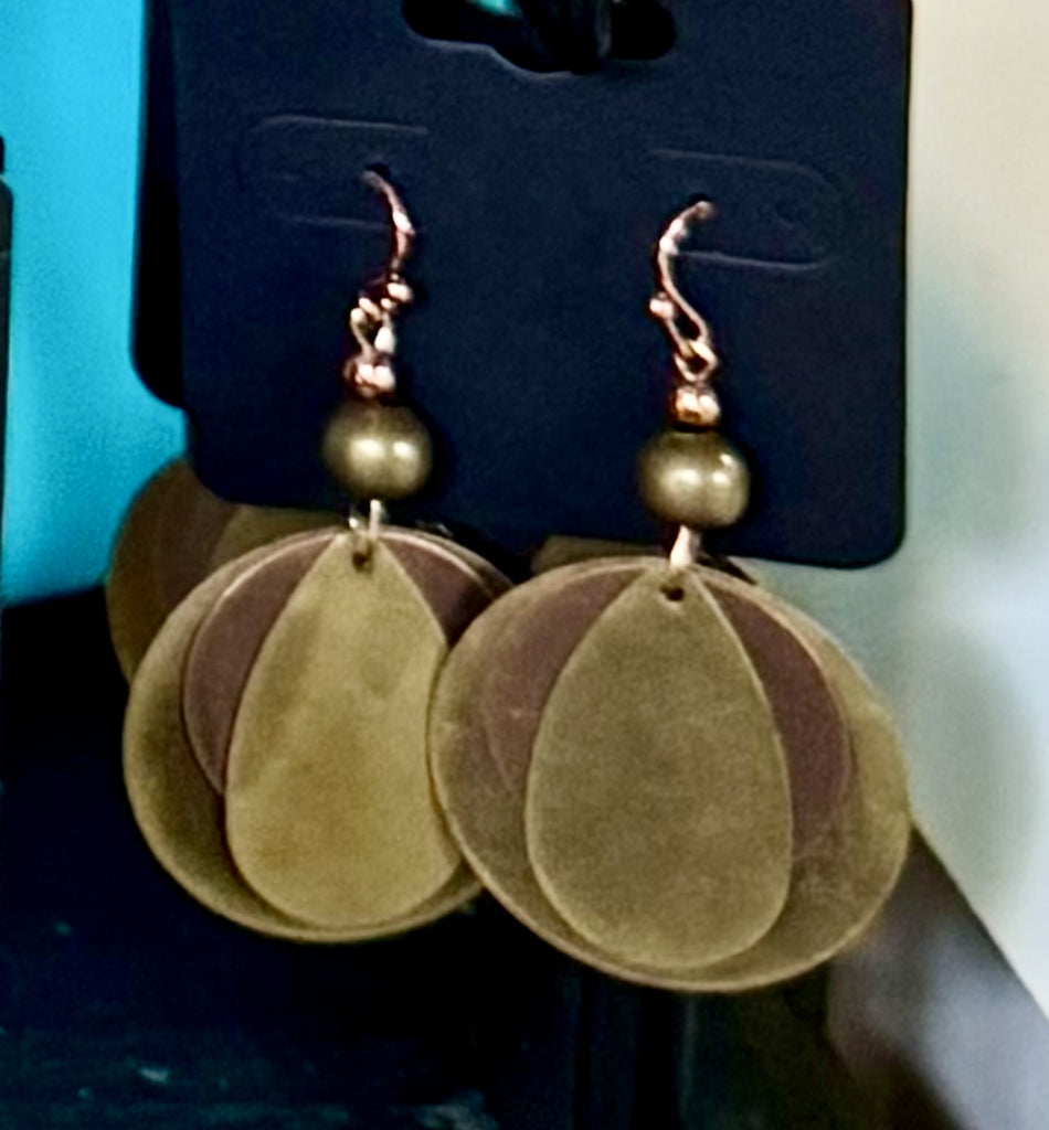 Brushed Brass Multi Disc Earrings