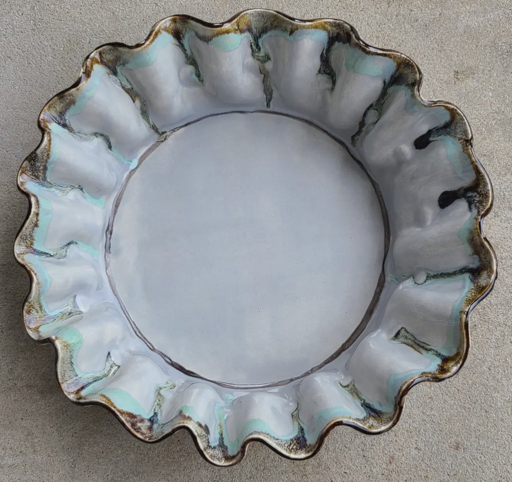 Pie Plate Plain Pottery Scalloped Edges