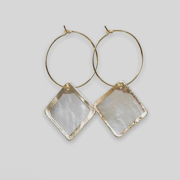 Intentions Earrings Capiz Shell Circle or Diamond