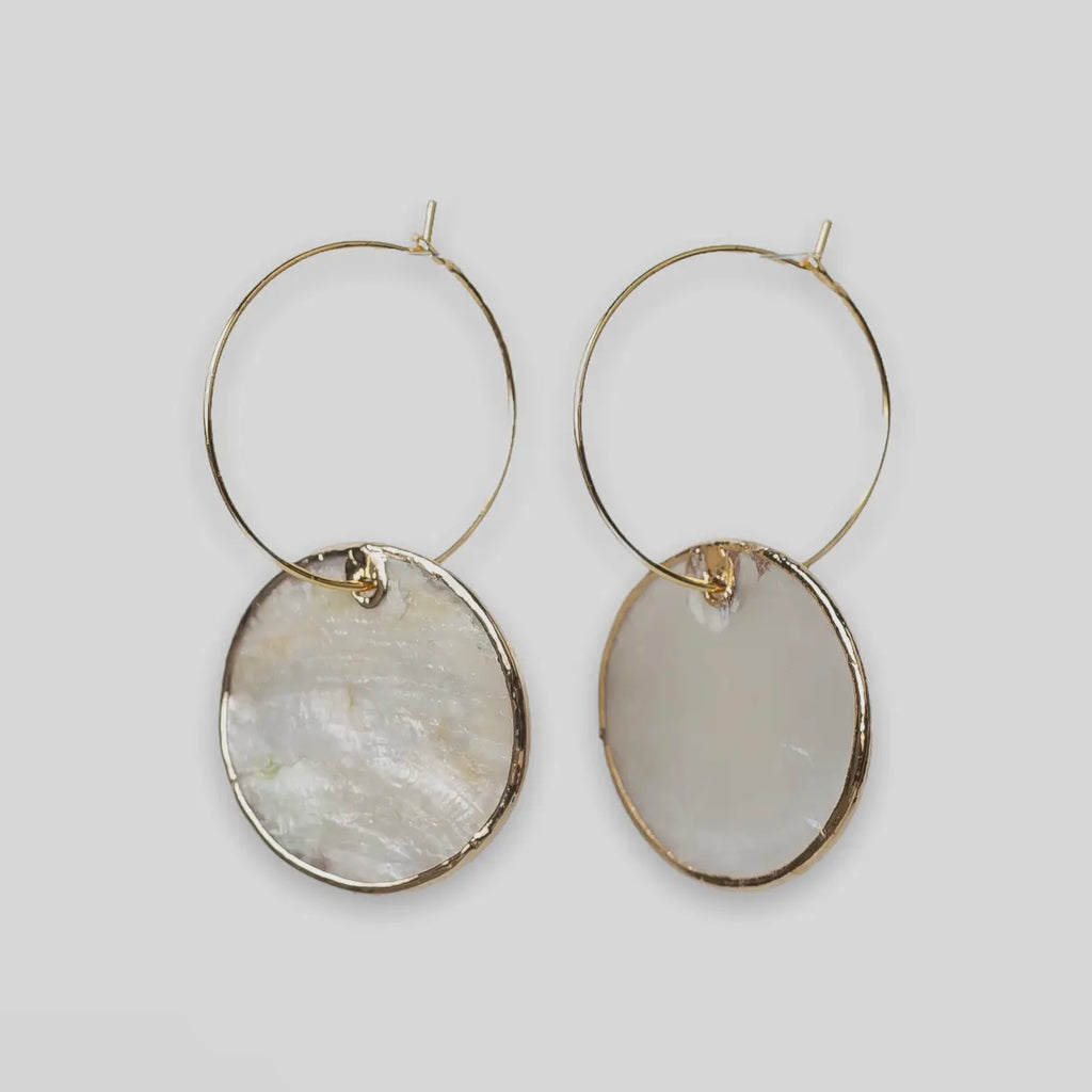 Intentions Earrings Capiz Shell Circle or Diamond