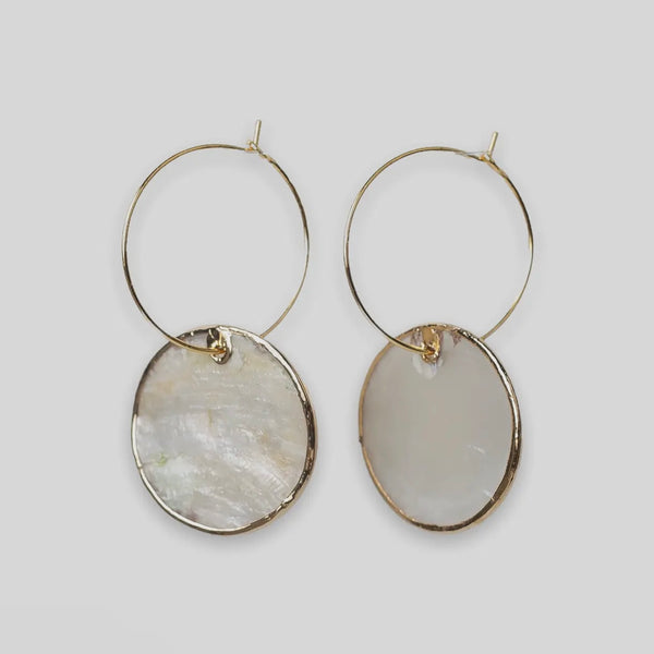 Intentions Earrings Capiz Shell Circle or Diamond