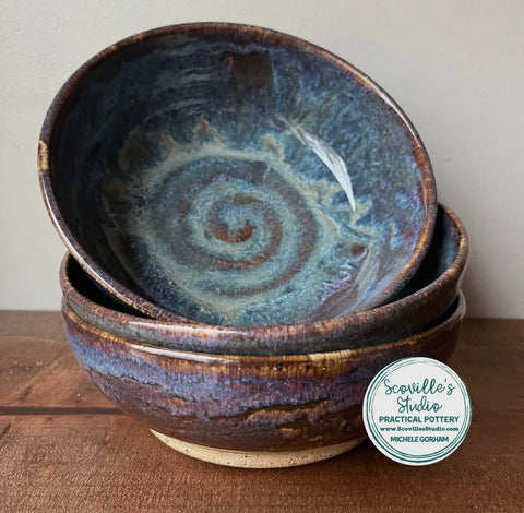 Pottery Bowl Turquoise Cream