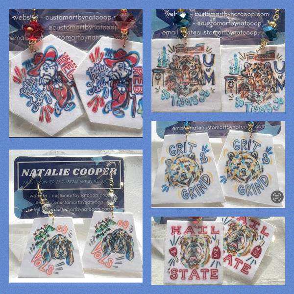 Memphis Grizzlies Mascot Earrings