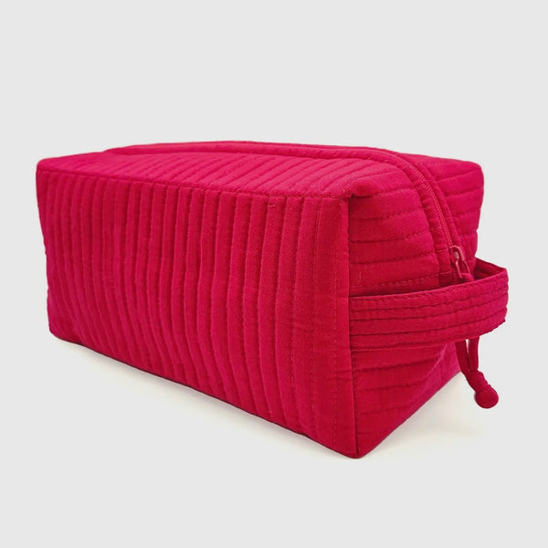 Quilted Cotton Solid Cosmetic Bag Ast Colors