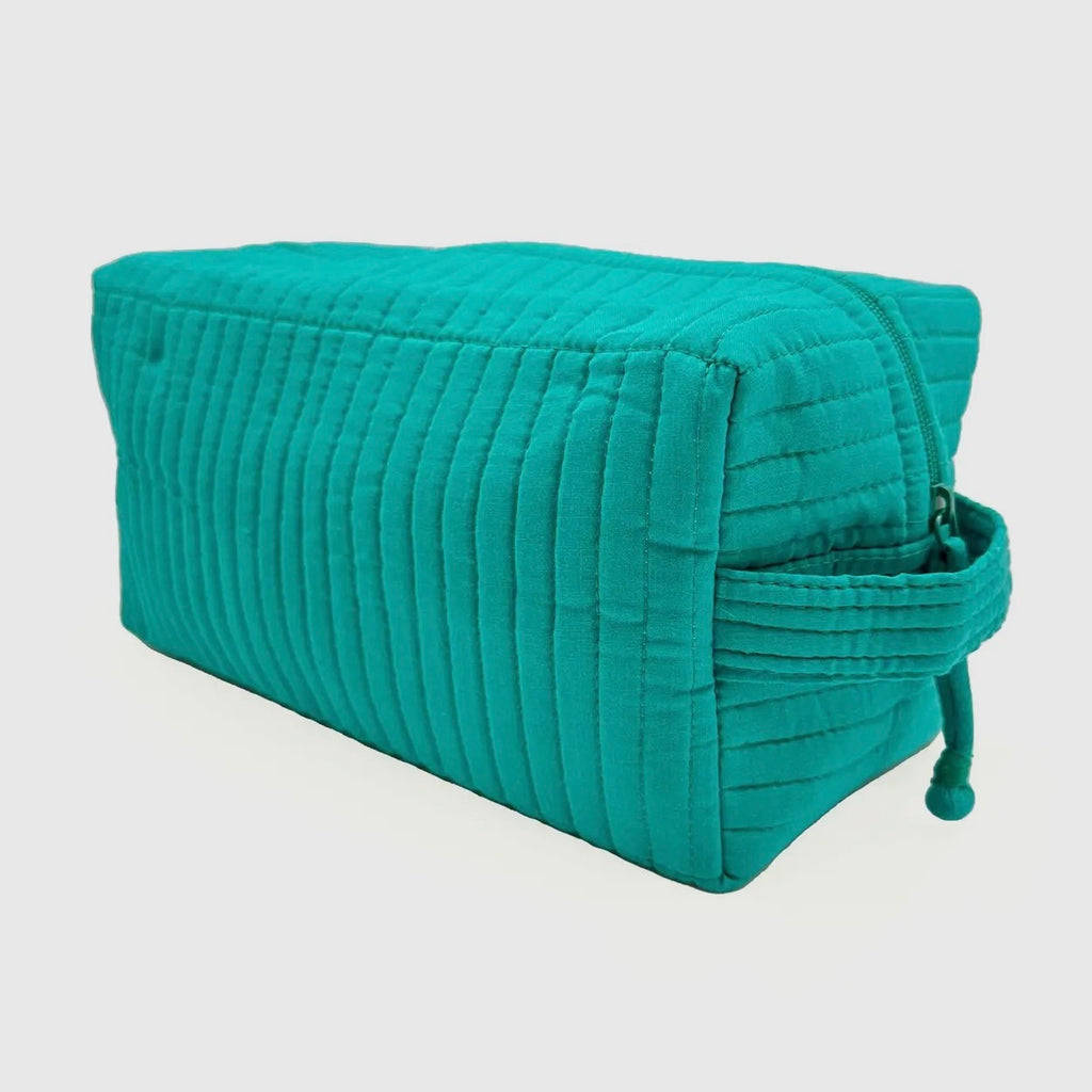 Quilted Cotton Solid Cosmetic Bag Ast Colors