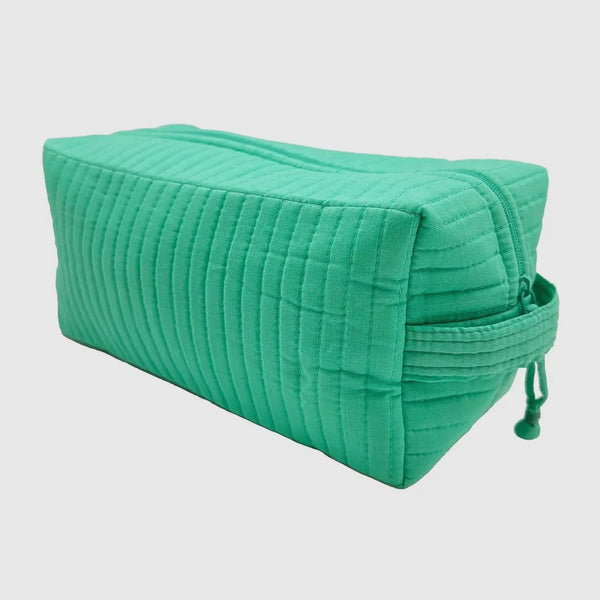 Quilted Cotton Solid Cosmetic Bag Ast Colors