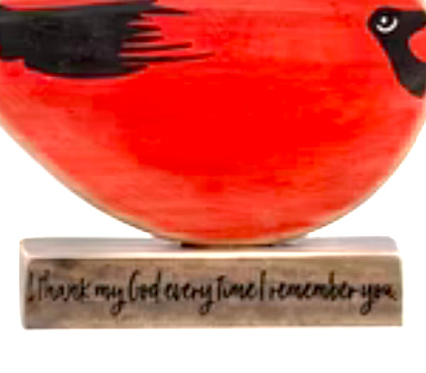 Cardinal Red Bird Wood Sitter Phil 4:13