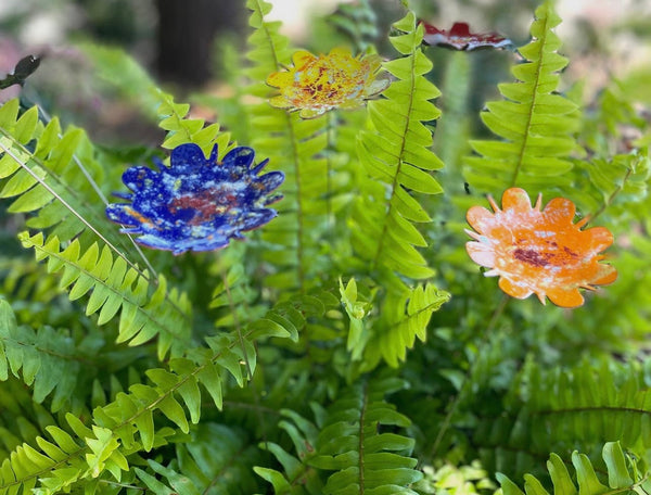 Copper Enamel Painted Colored Flowers