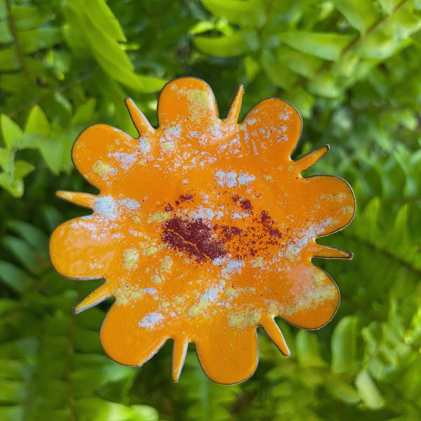 Copper Enamel Painted Colored Flowers