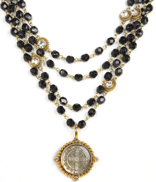 Magdalena - 6mm Crystal Jet Classic Medallions in Silver or Gold  / Bespoke San Benito VSA