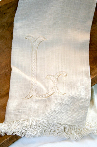 Fringe Monogram Towels Neutral