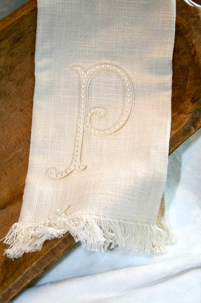 Fringe Monogram Towels Neutral