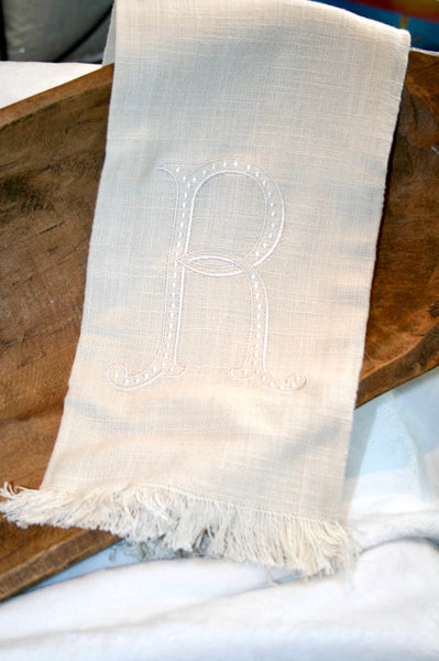 Fringe Monogram Towels Neutral