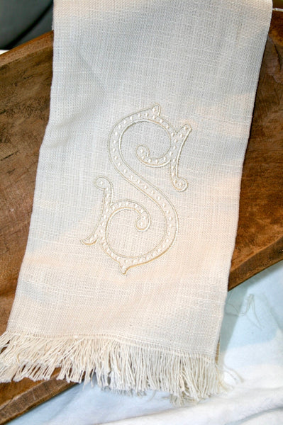 Fringe Monogram Towels Neutral