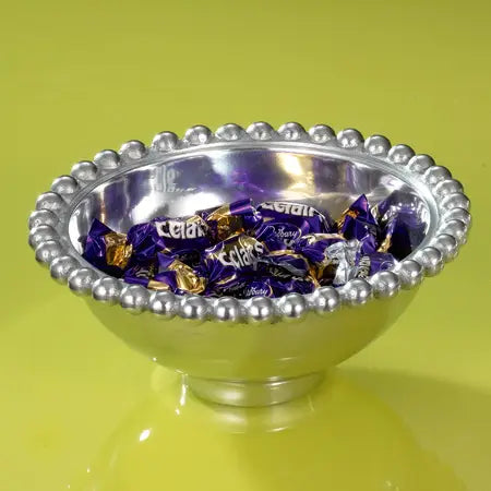 6" x 2" Beaded Silver Bowl