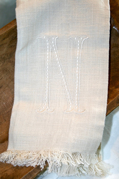 Fringe Monogram Towels Neutral