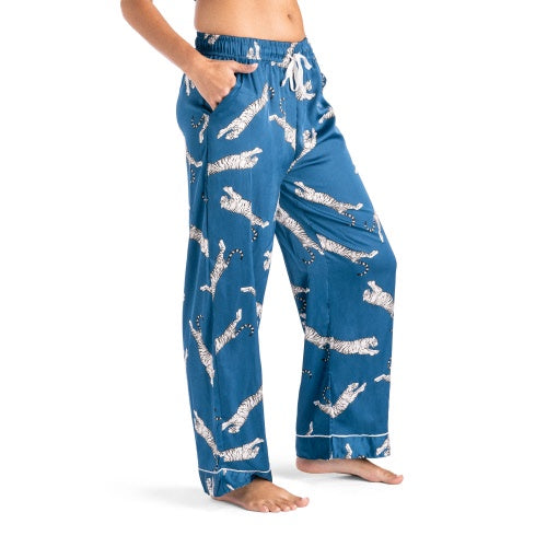 Sleep Easy Tiger Satin Pajama Pants Hello Mello