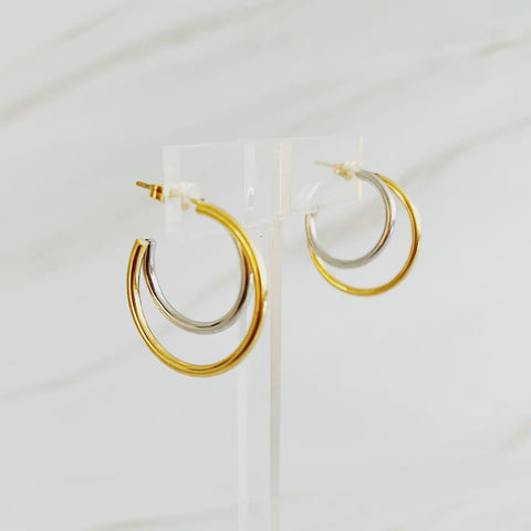 Uptown Two Tone Hoop Earrings