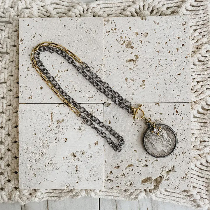 Relic Necklace With Silver Coin 24"