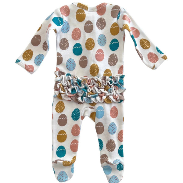 Organic Frill Zip Footie Baby Onesie