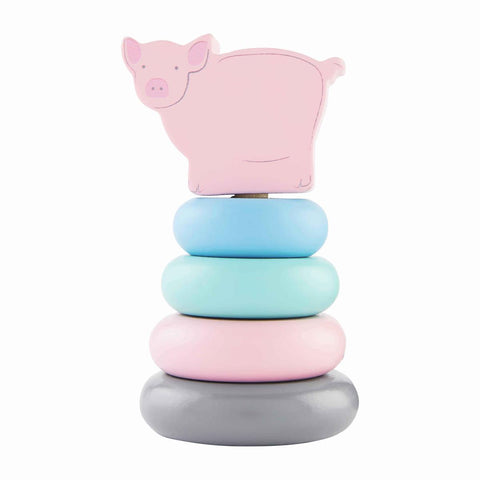 Pig Wood Stacking Rings Toy Set