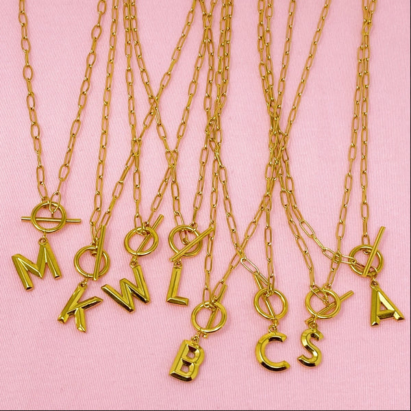 Initial Toggle Necklace Modern Classic
