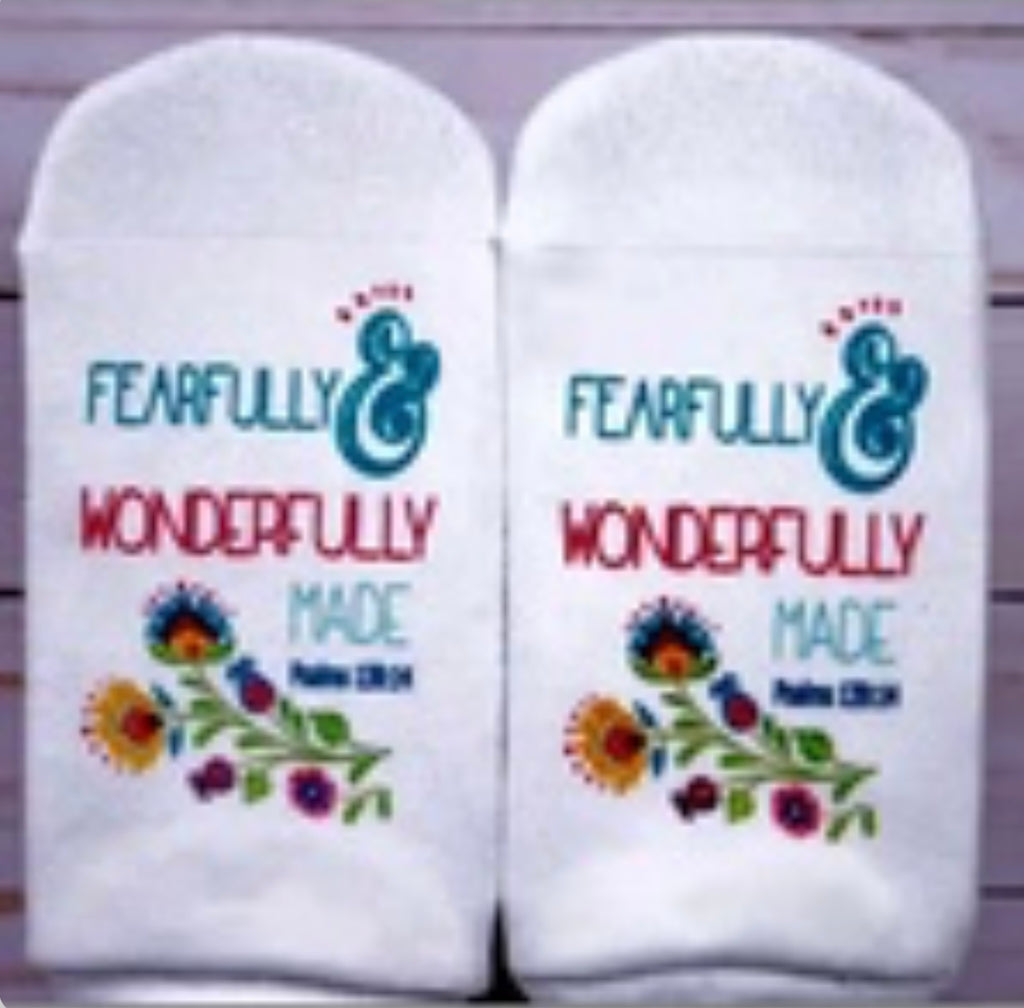 Scripture Socks Fearfully & Wonderfully Made Ps 139
