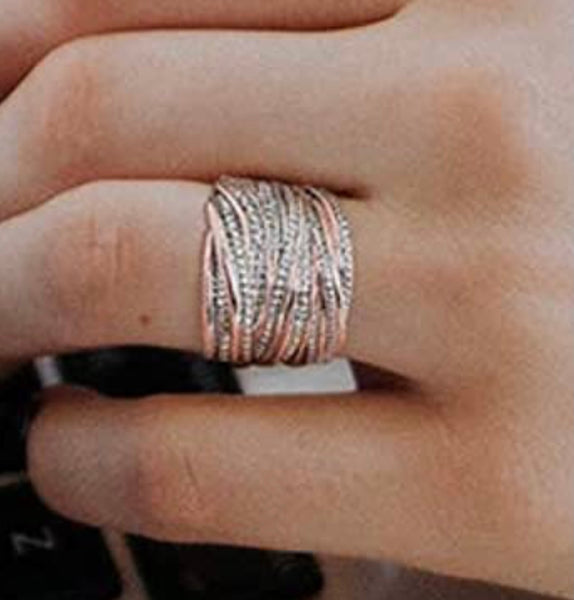 Wide Ring- 2 Toned Twisted in Gold & Silver/ Rose Gold & Silver/ & Solid Silver