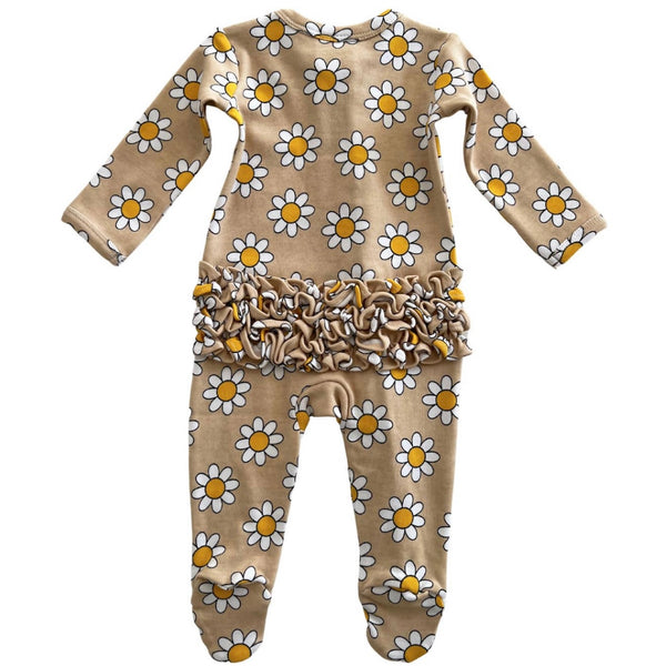 Organic Frill Zip Footie Baby Onesie