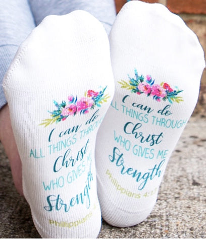Scripture Socks I Can Do All Things Through Christ