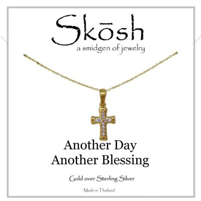 Satin CZ Cross Necklace