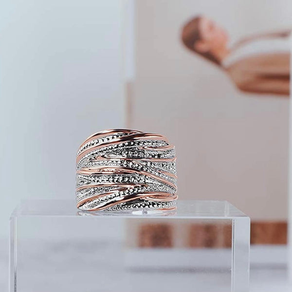 Wide Ring- 2 Toned Twisted in Gold & Silver/ Rose Gold & Silver/ & Solid Silver